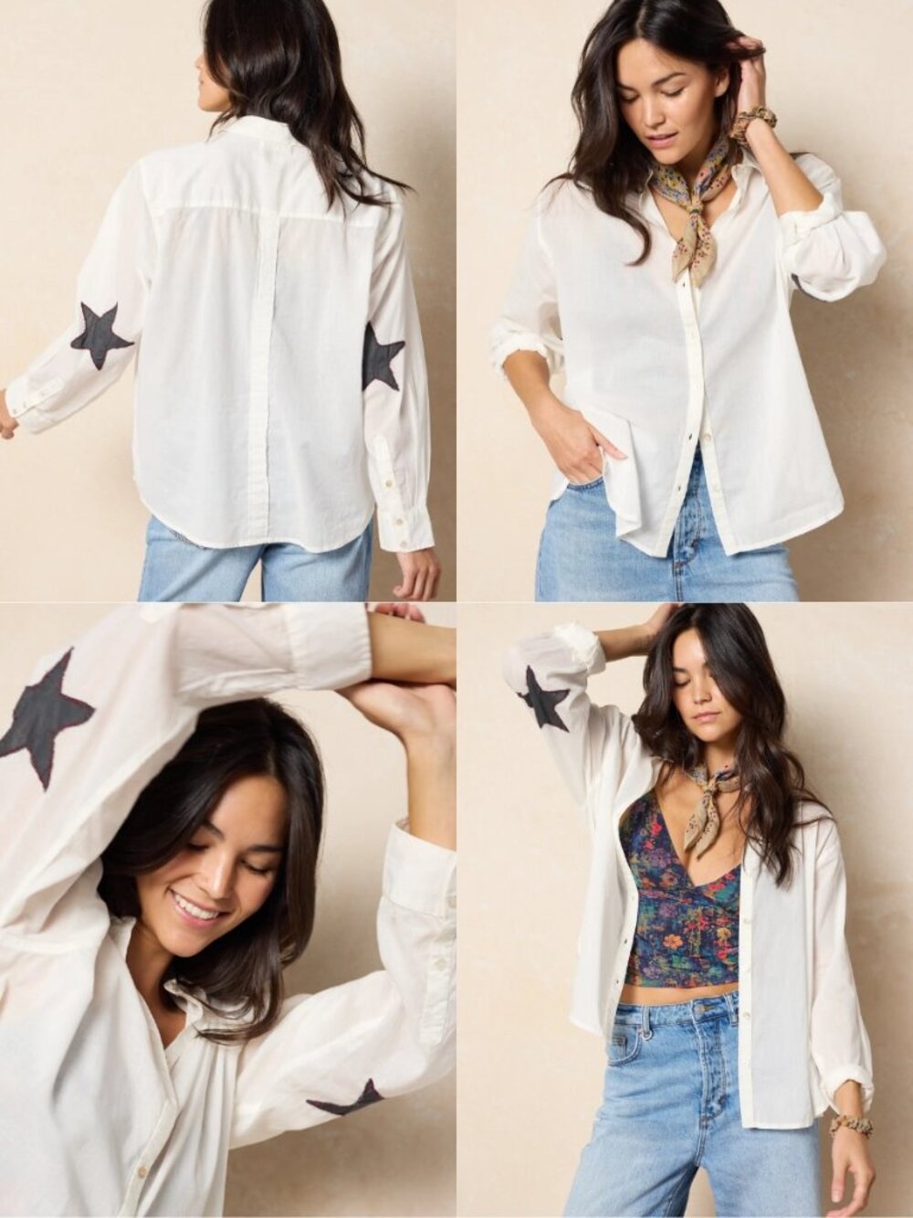 Natural Life Cotton Button Down Star Patch Shirt
